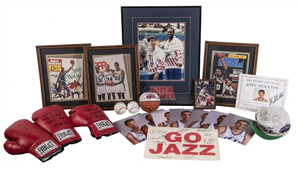 Lot of (9) Utah Jazz Team Signed Basketballs and Assorted Signed Basketball Items From Jerry Sloans Personal Collection (JSA Auction LOA)